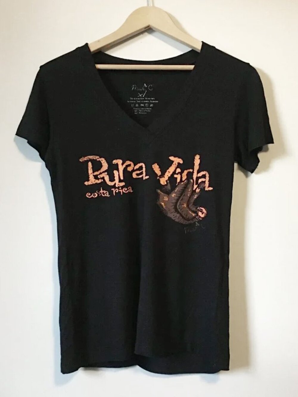 Mar. C Black Bamboo Pura Vida Cute Sloth Graphic Tee - Size XL 🖤